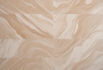 The primary subject of the image is a marble tile with a unique pattern. The setting is a wall, and the visual style is a close-up of the tile. The colors and mood of the image are predominantly brown and earthy, giving it a natural and elegant appearance.