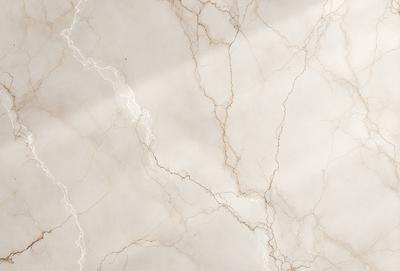 The image features a marble-like surface with a pattern of light and dark streaks. The primary subject is the marble, which is the main object, scene, or focus of the image. The setting is a white marble wall, and the visual style is a photo. The colors and mood of the image are predominantly white, with a touch of gray, giving it a clean and elegant appearance.