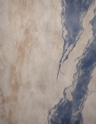 The primary subject of the image is a marble wall with a blue and white pattern. The setting is a room with a blue and white marble wall, and the visual style is a photo. The colors and mood of the image are predominantly blue and white, creating a clean and elegant atmosphere.