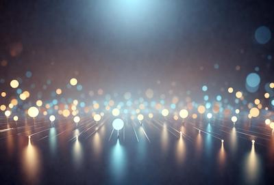 The primary subject of the image is a collection of bright lights, which are scattered throughout the scene. The lights are positioned in various shapes and sizes, creating a visually appealing and dynamic composition. The setting appears to be a dark background, which contrasts with the bright lights, emphasizing their glow. The visual style of the image is a combination of digital art and illustration, as the lights are depicted in a realistic manner while still maintaining a sense of artistic expression. The colors and mood of the image
