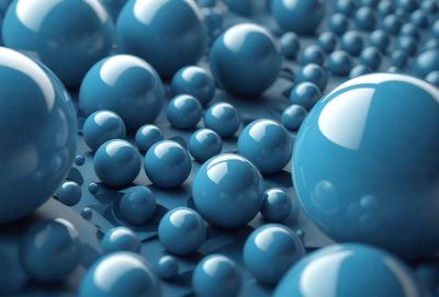 The primary subject of the image is a collection of blue spheres, which are the main objects in the scene. The setting is a blue background, which creates a visually appealing contrast with the blue spheres. The visual style of the image is digital art, as it appears to be a computer-generated or digitally manipulated composition. The dominant colors in the image are blue, which creates a calm and serene atmosphere.