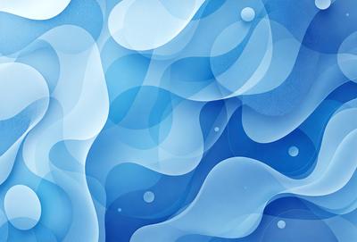 The primary subject of the image is a blue and white ocean scene with a lot of bubbles. The setting is the ocean, and the visual style is a digital art or illustration. The dominant colors are blue and white, creating a calm and serene atmosphere.