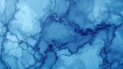 The primary subject of the image is a blue, textured surface with a patterned design. The setting is a blue-toned room, and the visual style appears to be a combination of digital art and illustration. The dominant colors in the image are blue and white, creating a calm and serene atmosphere.