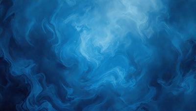 The primary subject of the image is a blue ocean with a few clouds in the sky. The setting is a vast body of water, and the visual style is a painting or drawing. The colors and mood of the image are predominantly blue, creating a serene and calming atmosphere.