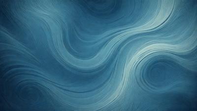 The primary subject of the image is a blue ocean with waves. The setting is the ocean, and the visual style is a painting or drawing. The dominant colors are blue and white, creating a serene and calming atmosphere.