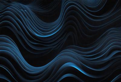 The primary subject of the image is a blue and white wave pattern. The setting is a dark background, which contrasts with the bright blue and white colors of the wave pattern. The visual style is a digital art or illustration, as the wave pattern appears to be a digital creation. The dominant colors are blue and white, creating a calm and soothing atmosphere.