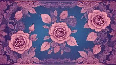 The primary subject of the image is a beautifully designed wallpaper featuring three pink roses. The setting is a blue background, which complements the roses' vibrant color. The visual style is a combination of digital art and illustration, creating a stunning and detailed design. The colors and mood of the image are predominantly pink, which adds a sense of warmth and elegance to the overall atmosphere.