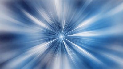 The primary subject of the image is a bright, blue, and white light, which appears to be a light source or a star. The setting is a dark, cloudy sky, creating a contrasting backdrop for the light. The visual style of the image is a combination of a photo and digital art, as it captures the light's rays and the dark sky. The colors and mood of the image are predominantly blue and white, with a sense of depth and intensity.
