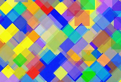 The primary subject of the image is a colorful, geometric pattern. The setting is a colorful, abstract background, which adds to the visual style. The colors and mood of the image are vibrant and lively, with a mix of blue, yellow, and purple hues. The overall atmosphere is energetic and dynamic, reflecting the artistic nature of the pattern.