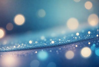 The primary subject of the image is a blue background with a pattern of bright, shining lights. The setting appears to be a dark room, and the visual style is a combination of a photo and digital art. The colors and mood of the image are predominantly blue, with a sense of depth and a slightly mysterious atmosphere.