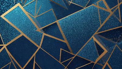 The primary subject of the image is a blue and gold patterned wallpaper. The setting is a room with a blue and gold wallpapered wall. The visual style is a digital art or illustration, creating a unique and eye-catching design. The dominant colors are blue and gold, giving the room a warm and inviting atmosphere.