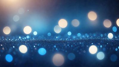 The primary subject of the image is a blue background with a pattern of white lights. The setting appears to be a dark room, and the visual style is a digital art or illustration. The dominant colors are blue and white, creating a calm and serene atmosphere.