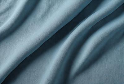 The primary subject of the image is a blue fabric, possibly a piece of cloth or a curtain. The setting is a room with a blue background, which creates a cohesive and visually appealing environment. The visual style of the image is a close-up of the blue fabric, showcasing its texture and details. The colors and mood of the image are predominantly blue, giving it a calm and serene atmosphere.