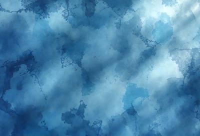 The primary subject of the image is a blue sky with clouds. The setting is a cloudy sky, and the visual style is a digital art or illustration. The dominant colors are blue and white, creating a calm and serene atmosphere.
