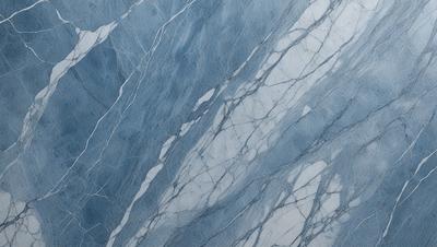 The primary subject of the image is a marble wall with a blue and white pattern. The setting is a room with a blue and white marble floor. The visual style is a close-up of the marble wall, showcasing its intricate design. The colors and mood of the image are predominantly blue and white, creating a calm and elegant atmosphere.