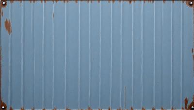 The primary subject of the image is a blue metal surface, possibly a wall or a roof. The setting is an outdoor environment, with the blue metal surface as the main object. The visual style is a photo, capturing the blue metal surface in its natural setting. The colors and mood of the image are predominantly blue, creating a calm and serene atmosphere.
