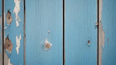 The primary subject of the image is a blue wooden door with a hole in the middle of it. The door is made of wood and has a blue color. The setting is an outdoor environment, with the door being the main focus of the image. The visual style is a photo, capturing the details of the door. The colors and mood of the image are predominantly blue, giving it a calm and serene atmosphere.