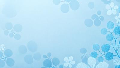 The primary subject of the image is a blue background with a pattern of white flowers. The setting is a white wall, and the visual style is a digital art or illustration. The dominant colors are blue and white, creating a calm and serene atmosphere.