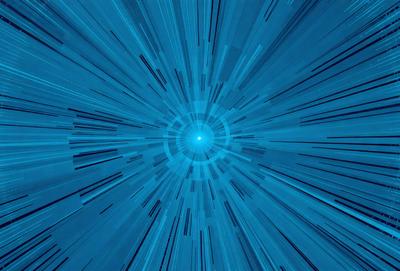 The primary subject of the image is a blue background with a bright light in the center. The light appears to be a circle, and it is surrounded by a blue haze. The visual style of the image is digital art, as it has a futuristic and space-like appearance. The colors and mood of the image are predominantly blue, creating a calm and serene atmosphere.