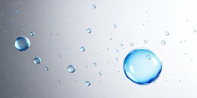 The primary subject of the image is a blue bubble, which is the main object, scene, or focus of the image. The setting is a white background, which provides a clean and minimalistic environment. The visual style is a photo, capturing the bubble in its natural form. The colors and mood of the image are predominantly blue, creating a calm and serene atmosphere.