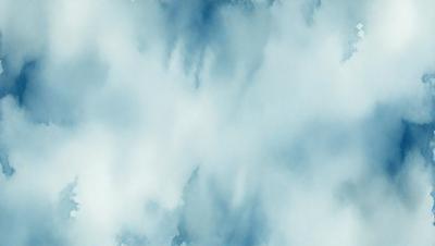 The primary subject of the image is a cloudy blue sky. The setting is a vast expanse of the sky, with no visible land or other objects. The visual style is a natural, outdoor scene. The colors and mood are predominantly blue and serene, with the clouds adding a sense of depth and movement to the sky.