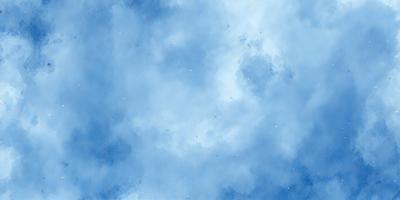 The primary subject of the image is a blue sky filled with white clouds. The setting is a cloudy sky, and the visual style is a painting or drawing. The colors and mood of the image are predominantly blue and serene, creating a peaceful atmosphere.