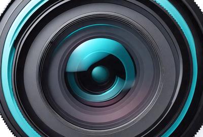 Primary subject: Camera lens
Setting/background: Black background
Visual style: Digital art
Colors and mood: Blue and green tones