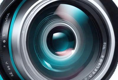 Primary subject: A camera lens
Setting/background: A blurry background
Visual style: A photo
Colors and mood: Blue and green tones, creating a sense of depth and focus on the camera lens.