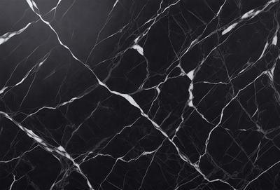 The primary subject of the image is a black and white marble pattern. The setting is a black background, which contrasts with the marble pattern. The visual style is a close-up of the marble pattern, showcasing its intricate details. The colors and mood of the image are predominantly black and white, giving it a classic and elegant appearance.