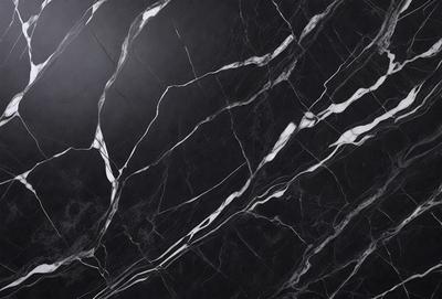 The primary subject of the image is a marble wall with a black background. The visual style is a close-up of the marble wall, showcasing its texture and pattern. The colors and mood of the image are predominantly black and white, giving it a classic and elegant appearance.