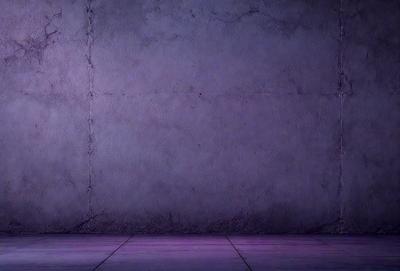 The primary subject of the image is a purple wall. The setting is a room with a purple wall, and the visual style is a digital art or illustration. The dominant colors and overall atmosphere are purple and dark, creating a moody and mysterious ambiance.