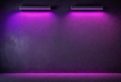 The primary subject of the image is a purple wall with a light shining on it. The setting is a room with a purple wall, and the visual style appears to be a photo. The dominant colors in the image are purple and pink, creating a warm and inviting atmosphere.