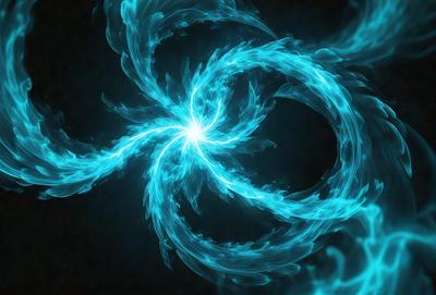 The primary subject of the image is a blue, swirling, and curling pattern, which appears to be a digital art or illustration. The setting is a dark background, which contrasts with the vibrant blue colors of the swirling pattern. The visual style suggests that the image is a creative and artistic representation of a swirling motion or a flowing form. The colors and mood of the image are predominantly blue, creating a sense of calmness and tranquility.