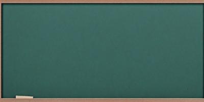 The primary subject of the image is a green chalkboard. The setting is a classroom, and the visual style is a photo. The dominant colors are green and blue, creating a calm and focused atmosphere.
