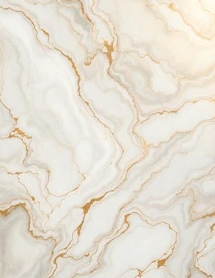 The primary subject of the image is a marble wall with a gold-colored pattern. The setting is a room with a white background. The visual style is a close-up of the marble wall, showcasing its intricate design. The colors and mood of the image are predominantly white and gold, creating a luxurious and elegant atmosphere.