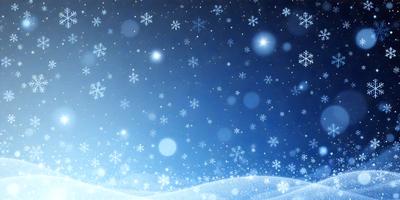 Primary subject: Snowflakes
Setting/background: A dark blue sky
Visual style: Digital art
Colors and mood: The image is a digital artwork featuring a dark blue sky with a multitude of snowflakes floating in the air. The snowflakes are white and create a sense of depth and movement in the scene. The overall atmosphere is serene and captivating, as the snowflakes dance and swirl in the night sky.