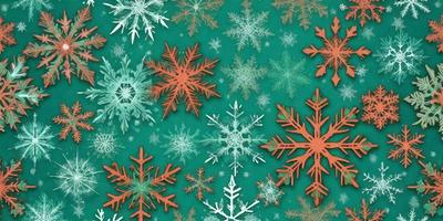 The primary subject of the image is a snowflake pattern, which is the main object, scene, or focus of the image. The setting is a green background, and the visual style is a combination of photo and digital art. The dominant colors are white and orange, creating a warm and inviting atmosphere.