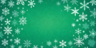 The primary subject of the image is a green background with white snowflakes scattered across it. The setting appears to be a winter scene, possibly a holiday or festive atmosphere. The visual style of the image is a combination of digital art and illustration, creating a unique and eye-catching design. The dominant colors are green and white, with the white snowflakes adding a touch of coldness and freshness to the scene.