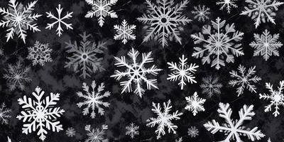 The primary subject of the image is a pattern of white snowflakes. The setting is a black background, which contrasts with the white snowflakes. The visual style is a combination of digital art and illustration, creating a unique and eye-catching design. The dominant colors are white and black, giving the image a clean and minimalist appearance. The overall atmosphere is calm and serene, as the snowflakes are the main focus of the image.