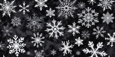 The primary subject of the image is a pattern of white snowflakes. The setting is a black background, which contrasts with the white snowflakes. The visual style is a combination of digital art and illustration, creating a unique and eye-catching design. The dominant colors are white and black, giving the image a clean and minimalist appearance. The overall atmosphere is calm and serene, as the snowflakes are the main focus of the image.