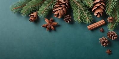 The primary subject of the image is a close-up of a pinecone, which is the main object in the scene. The setting is a green background, possibly a wall or a table. The visual style is a combination of photo and digital art, creating a realistic yet artistic representation of the pinecone. The colors are predominantly green, which adds to the natural and serene atmosphere of the image.