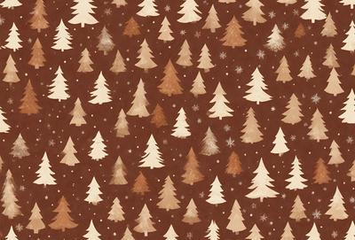 The primary subject of the image is a pattern of trees, with a total of 14 trees visible in various sizes and orientations. The setting is a brown background, which adds a warm and earthy tone to the scene. The visual style is a combination of digital art and illustration, creating a unique and artistic representation of the trees. The colors and mood of the image are predominantly brown and earthy, giving it a natural and cozy atmosphere.