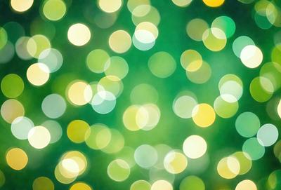 The primary subject of the image is a close-up of a brightly lit green background, which appears to be a pattern of lights. The setting is a dark background, and the visual style is a combination of a photo and digital art. The colors and mood of the image are predominantly green, with a lively and vibrant atmosphere.