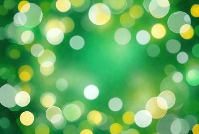 The primary subject of the image is a close-up of a bright green background with a pattern of yellow and green lights. The setting appears to be a lush green environment, possibly a forest or a garden. The visual style of the image is a combination of a photo and digital art, creating a vibrant and colorful atmosphere. The dominant colors are green and yellow, with the green background and the yellow and green lights creating a lively and energetic mood.