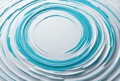 The primary subject of the image is a white and blue circle, which is the main object, scene, or focus of the image. The circle is set against a white background, giving it a clean and minimalist appearance. The visual style of the image is a combination of photo and digital art, as it appears to be a close-up of a painting or a digital artwork. The dominant colors in the image are white and blue, creating a calm and serene atmosphere.