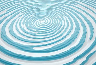 The primary subject of the image is a spiral pattern, which is the main object, scene, or focus of the image. The spiral pattern is set against a blue background, creating a visually striking contrast. The spiral pattern is a digital art piece, showcasing the artist's skill in creating intricate designs. The overall atmosphere of the image is calm and serene, with the blue color evoking a sense of tranquility.