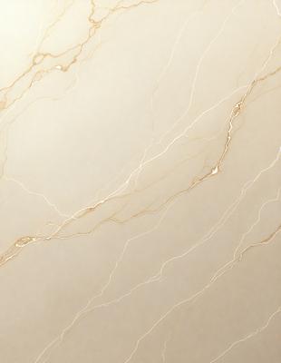 The primary subject of the image is a marble countertop with a gold-colored vein running through it. The setting is a kitchen, and the visual style is a close-up of the marble countertop. The colors and mood of the image are warm and elegant, with the gold vein adding a touch of luxury to the marble surface.