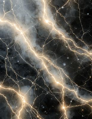 The primary subject of the image is a close-up of a nebula, which is a cloud of gas and dust in space. The setting is a dark, starry sky, and the visual style is a combination of a photo and digital art. The colors and mood of the image are predominantly dark and dramatic, with the bright light of the nebula contrasting against the black background.