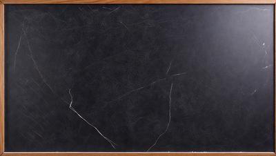 The primary subject of the image is a chalkboard with a black background. The setting is a wooden frame, and the visual style is a photo. The colors and mood of the image are dark and moody, with the black chalkboard and wooden frame creating a dramatic atmosphere.