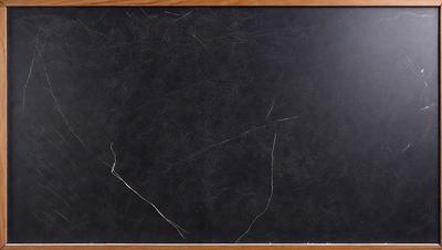 The primary subject of the image is a chalkboard with a black background. The setting is a wooden frame, and the visual style is a photo. The colors and mood of the image are dark and moody, with the black chalkboard and wooden frame creating a dramatic atmosphere.
